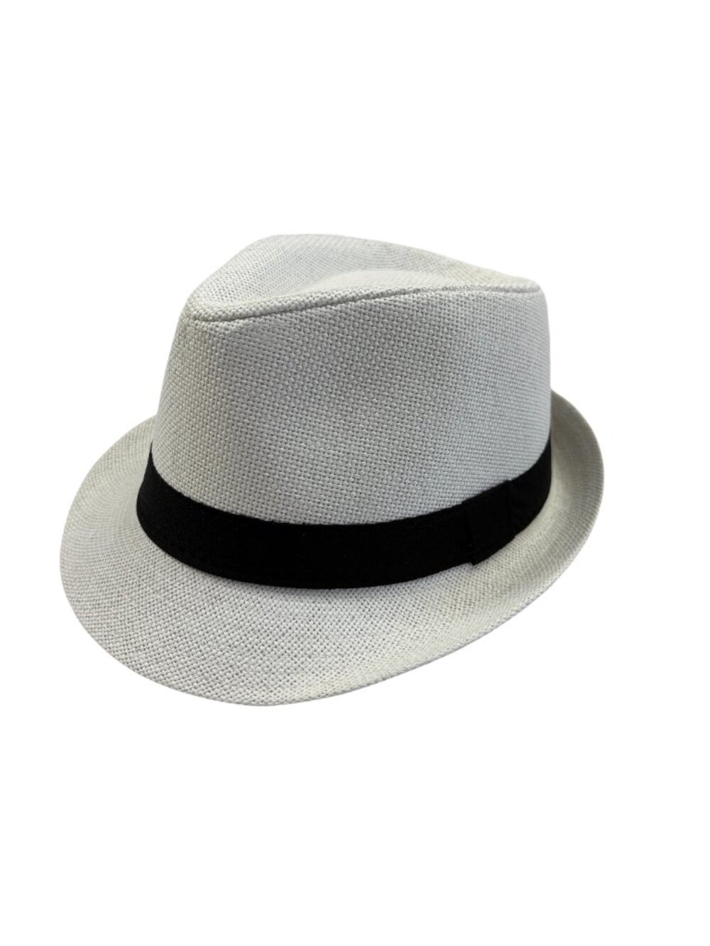 Fedora Trilby Hat - Summer White Straw W/ Black Band- S/M- NWT- Gender Neutral